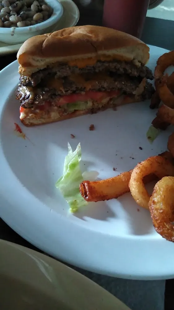 Double Cheeseburger and Onion Rings